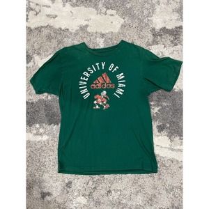 University of Miami Hurricanes Adidas Green T-Shirt Large Men's